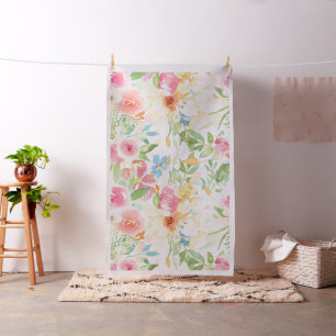 Hand-painted colourful delicate flowers pattern fabric