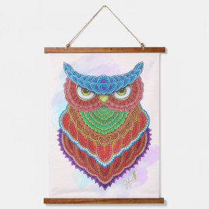 Hand-Painted Colourful Owl Hanging Tapestry