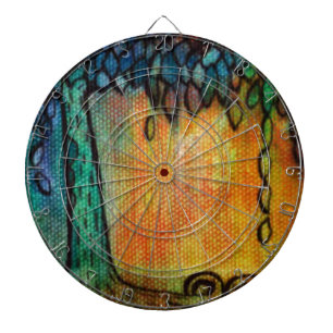Hand Painted Colourful Tree of Life Dartboard