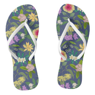 Hand-painted Colourful Tropical Flowers Pattern Flip Flops