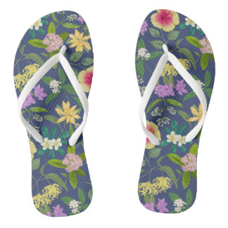 Hand-painted Colourful Tropical Flowers Pattern Flip Flops