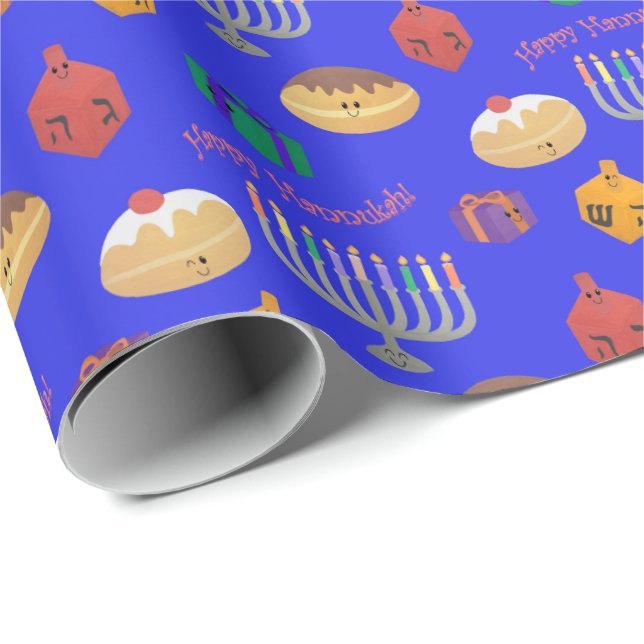 Hand painted, cute Hannukah patterned Wrapping Pap Paper (Roll Corner)