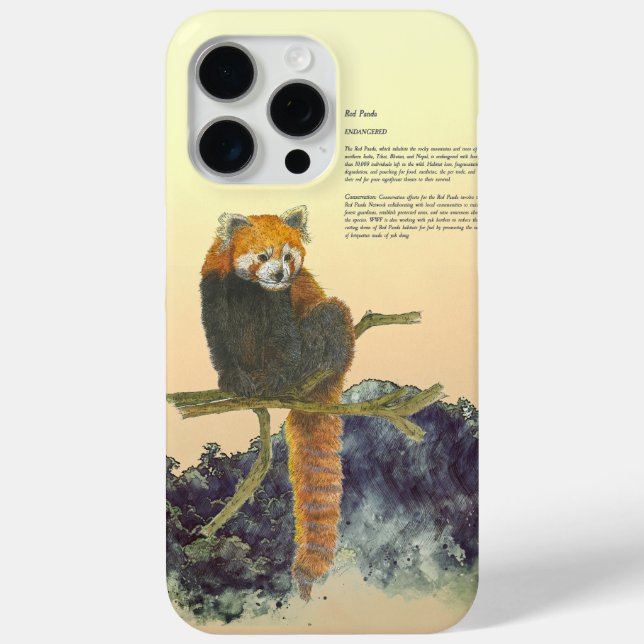 Hand-Painted Cute Red Panda Case-Mate iPhone Case (Back)