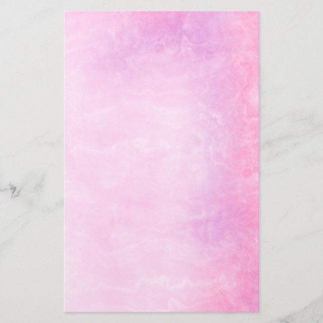 Hand Painted Elegant Pink Marble Stationery (Front)