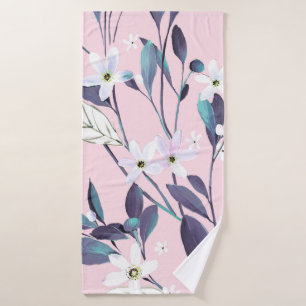 Hand painted elegant purple leavesart, flower, wat bath towel