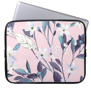 Hand painted elegant purple leavesart, flower, wat laptop sleeve
