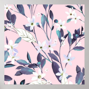 Hand painted elegant purple leavesart, flower, wat poster