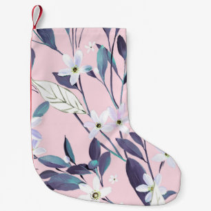 Hand painted elegant purple leavesart, flower, wat small christmas stocking