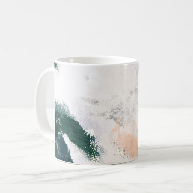 Hand Painted Emerald Peach Elegant coffee cup (Front Left)