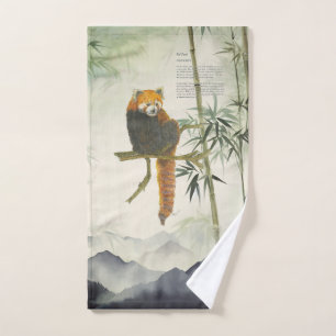 Hand-Painted Endangered Red Panda Hand Towel