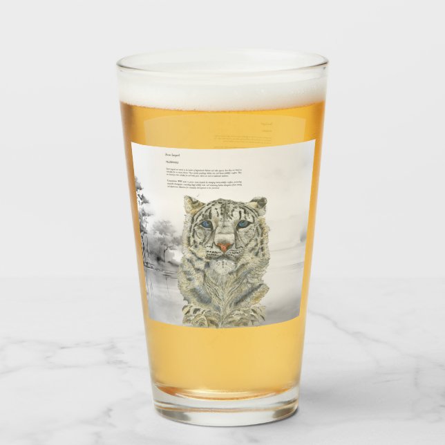 Hand-Painted Endangered Snow Leopard Glass (Back Filled)