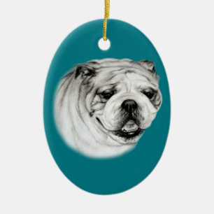 Hand-painted English Bulldog Ceramic Ornament