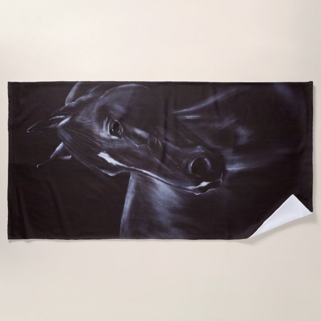 Hand-painted Equine art Beach Towel (Front)