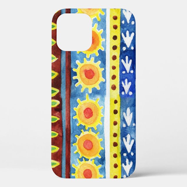 Hand Painted Ethnic Watercolor Pattern Case-Mate iPhone Case (Back)