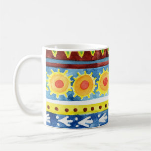 Hand Painted Ethnic Watercolor Pattern Coffee Mug