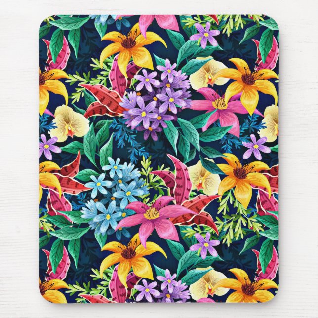 Hand Painted Exotic Floral Pattern-23001 Mouse Mat (Front)