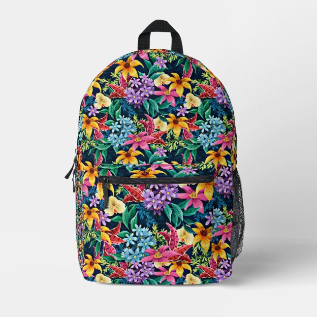 Hand Painted Exotic Floral Pattern-23001 Printed Backpack (Front)