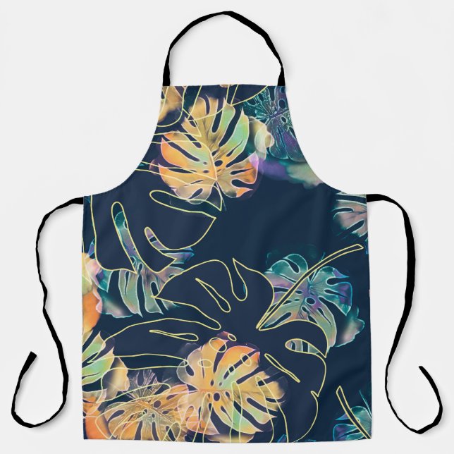 Hand-painted exotic leaves: seamless pattern. apron (Front)