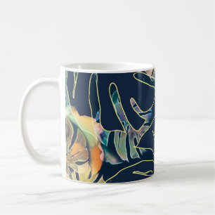 Hand-painted exotic leaves: seamless pattern. coffee mug