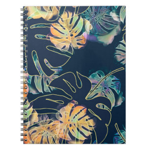 Hand-painted exotic leaves: seamless pattern. notebook