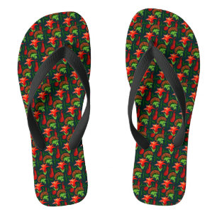 Hand Painted Exotic Red Flowers Pattern-15541 Flip Flops