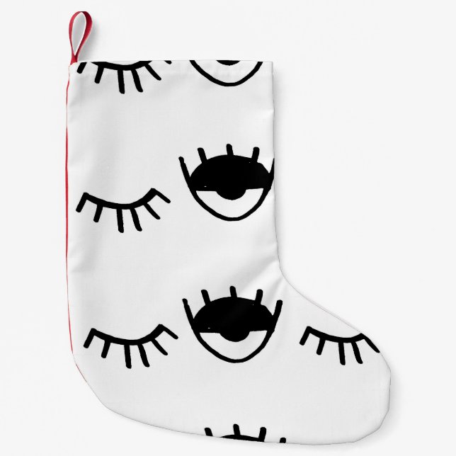 Hand Painted Eyes Ink Pattern Small Christmas Stocking (Front)