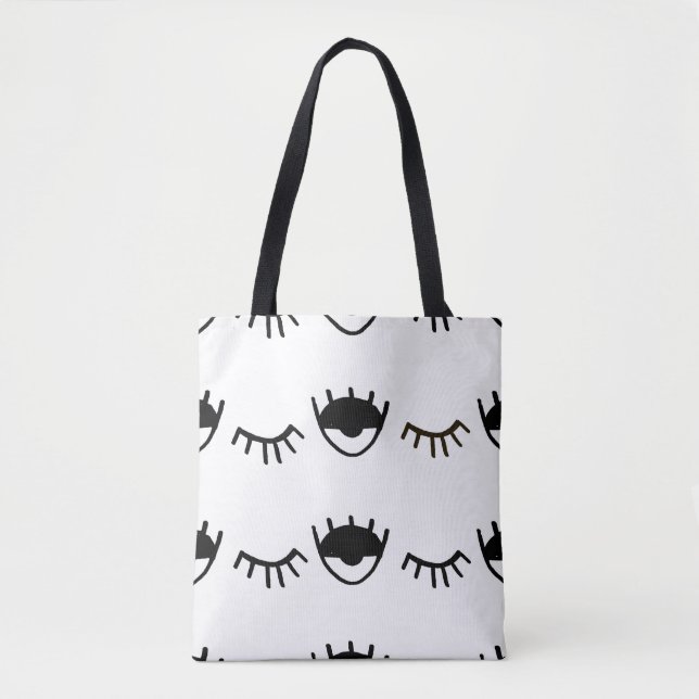 Hand Painted Eyes Ink Pattern Tote Bag (Front)