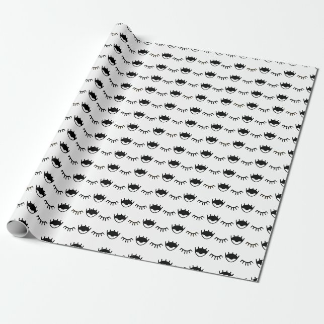 Hand Painted Eyes Ink Pattern Wrapping Paper (Unrolled)