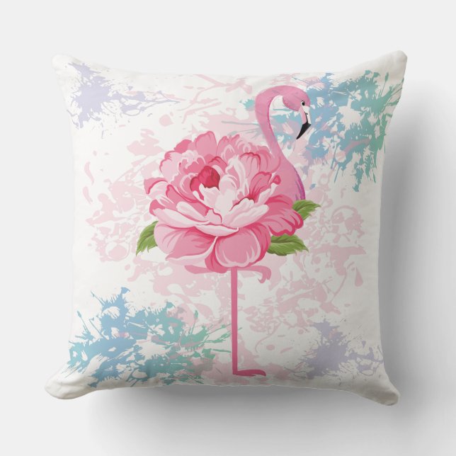 Hand painted flamingo cushion (Front)