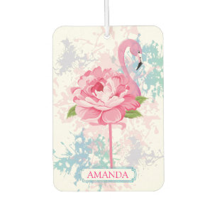 Hand painted flamingo Monogram Car Air Freshener