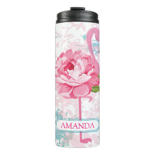 Hand painted flamingo Personalised Thermal Tumbler