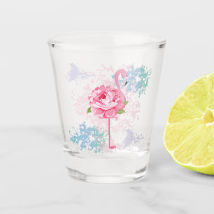 Hand painted flamingo shot glass