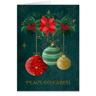 Hand painted floral and bauble design holiday card