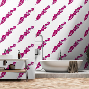 Hand Painted Floral botanical pink Peel and Stick Wallpaper