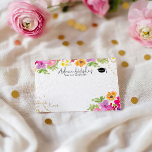 Hand Painted Floral graduation advice wishes Enclosure Card