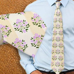 Hand-painted Floral Lavender Astor Bouquet Pattern Tie
