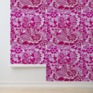 Hand Painted  Floral Mehndi Henna Peel and Stick Wallpaper
