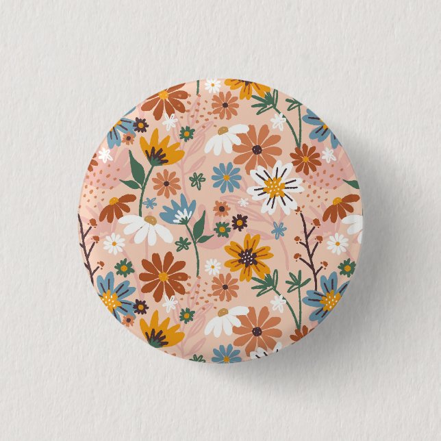 Hand Painted Floral Pattern-23136 3 Cm Round Badge (Front)