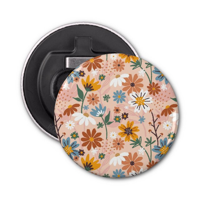 Hand Painted Floral Pattern-23136 Bottle Opener (Front)