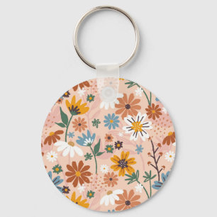 Hand Painted Floral Pattern-23136 Key Ring
