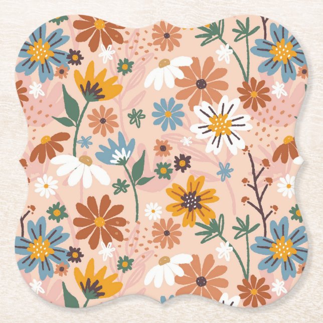 Hand Painted Floral Pattern-23136 Paper Coaster (Front)