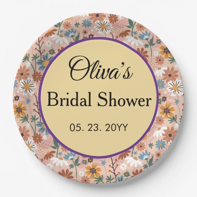Hand Painted Floral Pattern-23136 Paper Plate (Front)