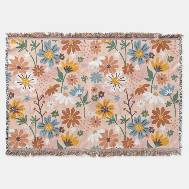 Hand Painted Floral Pattern-23136 Throw Blanket (Front)