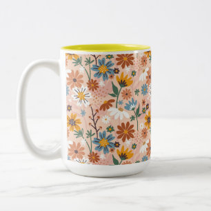Hand Painted Floral Pattern-23136 Two-Tone Coffee Mug