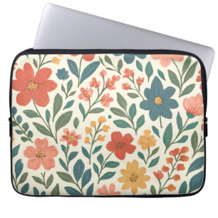 Hand-Painted Floral Pattern – Colourful Botanical Laptop Sleeve