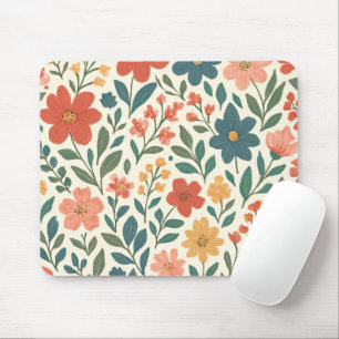 Hand-Painted Floral Pattern – Colourful Botanical Mouse Mat