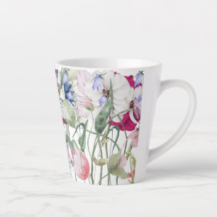 Hand Painted Floral Print  Latte Mug