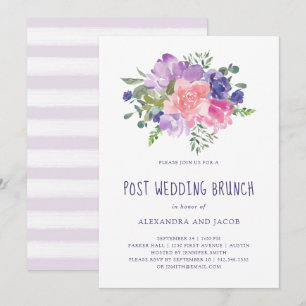 Hand Painted Floral Watercolor Post Wedding Brunch Invitation