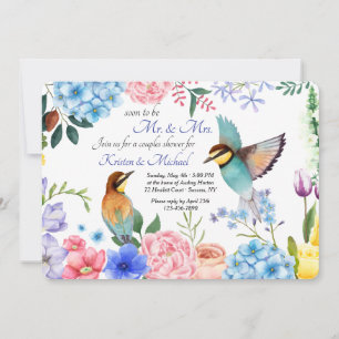 Hand-Painted Floral with Birds Invitation