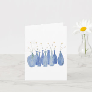 Hand Painted Flower Cobalt  Jar Bottle  Card